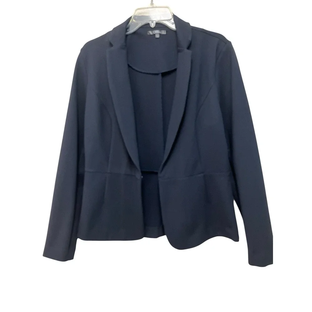 Quince Ultra-Stretch Ponte Blazer Jacket Hook & Eye Closure Career Classy Large